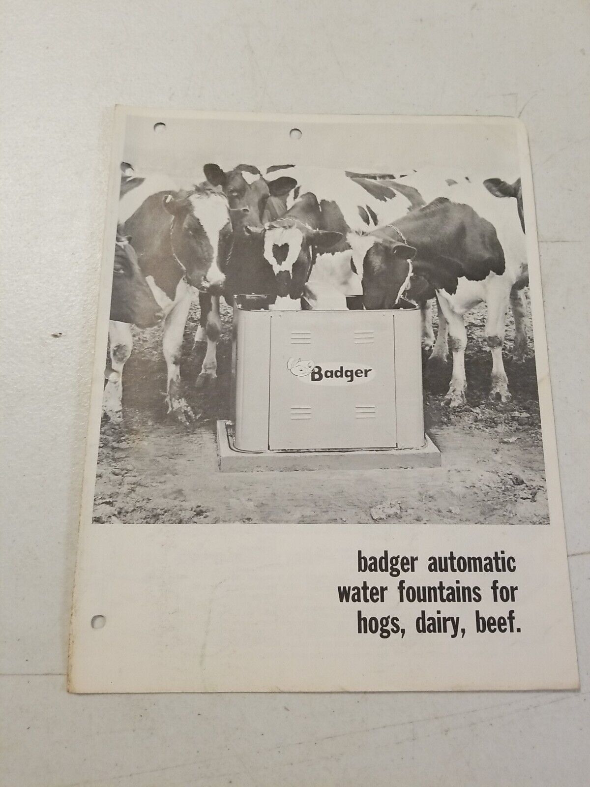 Vintage Badger Automatic Water Fountains for Hogs & Cows Brochure. Farming 
