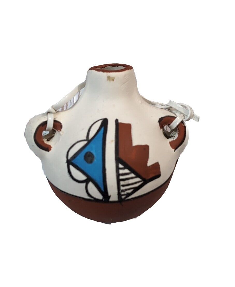 Native American Pueblo Pottery Miniature Polychrome Pot Signed by C.G.Jemez
