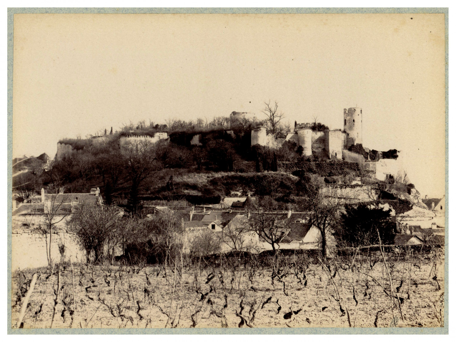 France, Château de Chinon vintage print, period print, albumin print