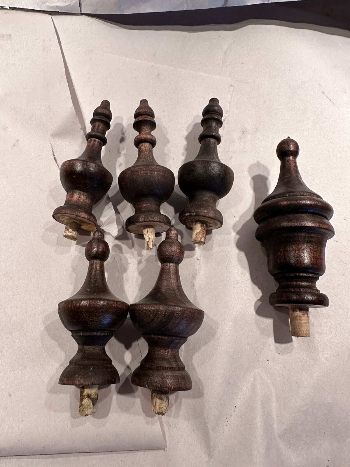 Mixed Lot Of Carved Wooden Clock Finials