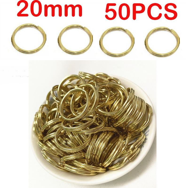 50PCS 20mm Solid Brass Split Key Ring Hook Metal Keychain Double Loop Keyrings