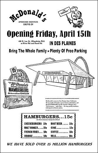 McDonald\'s 1955 Grand Opening 11X17 Poster - Des Plaines Illinois Speedee Kroc