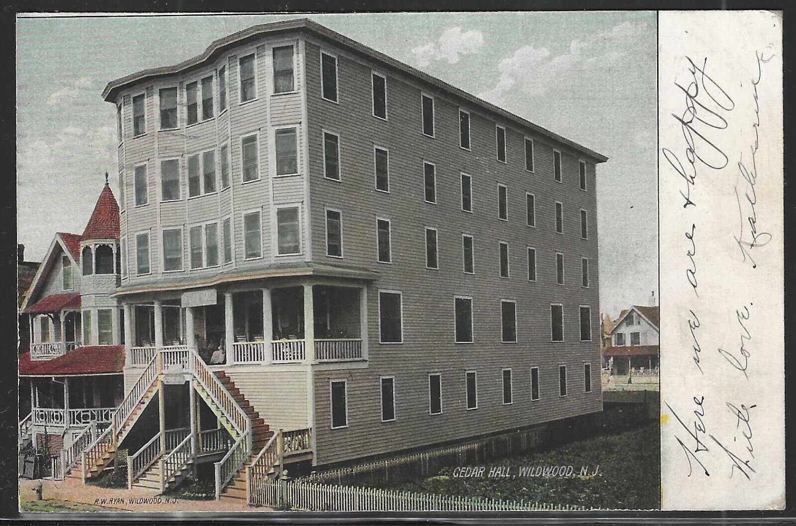 Cedar Hall, Wildwood, New Jersey, Early Postcard, Used in 1908