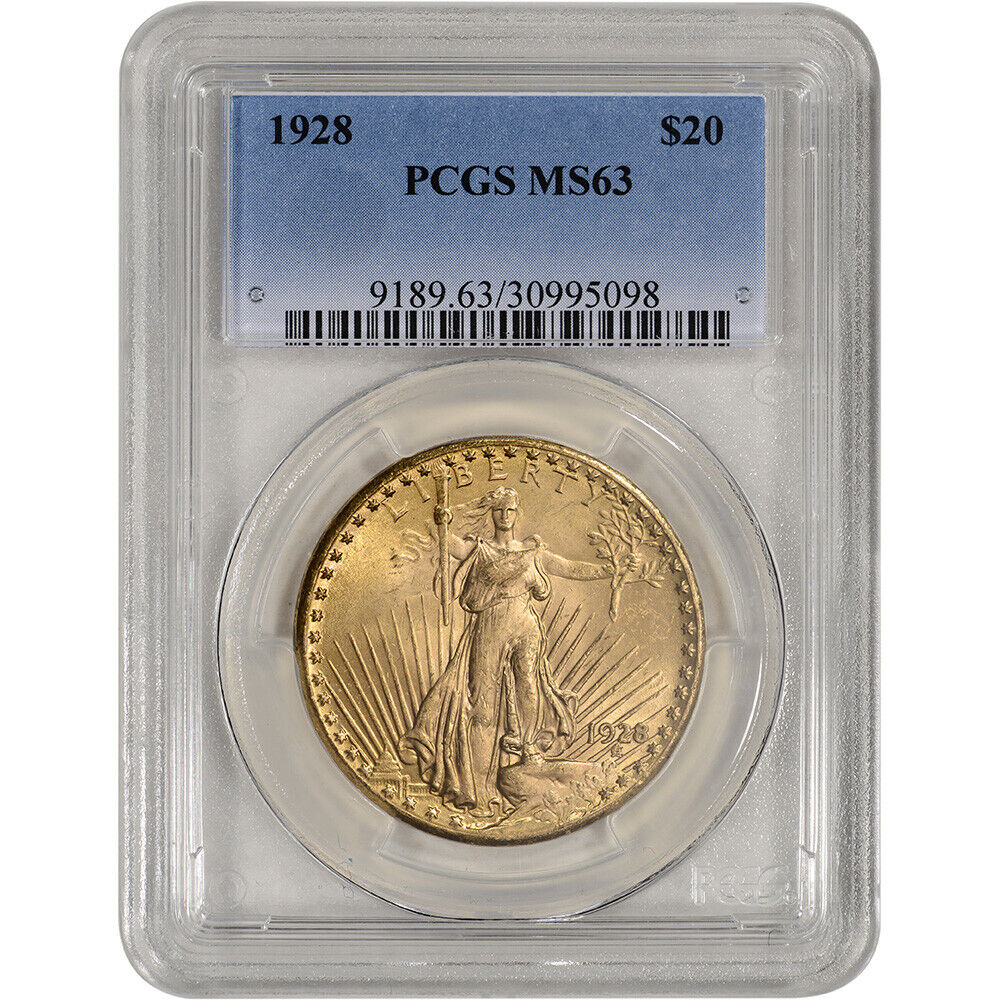 US Gold $20 Saint-Gaudens Double Eagle - PCGS MS63 - Random Date