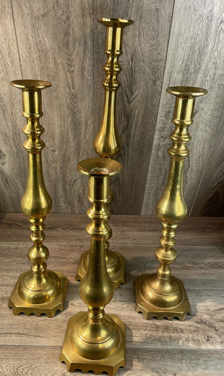 Solid Brass Candlestick Candle Holders Lot of 4 Wedding Vintage Up to 26 inch