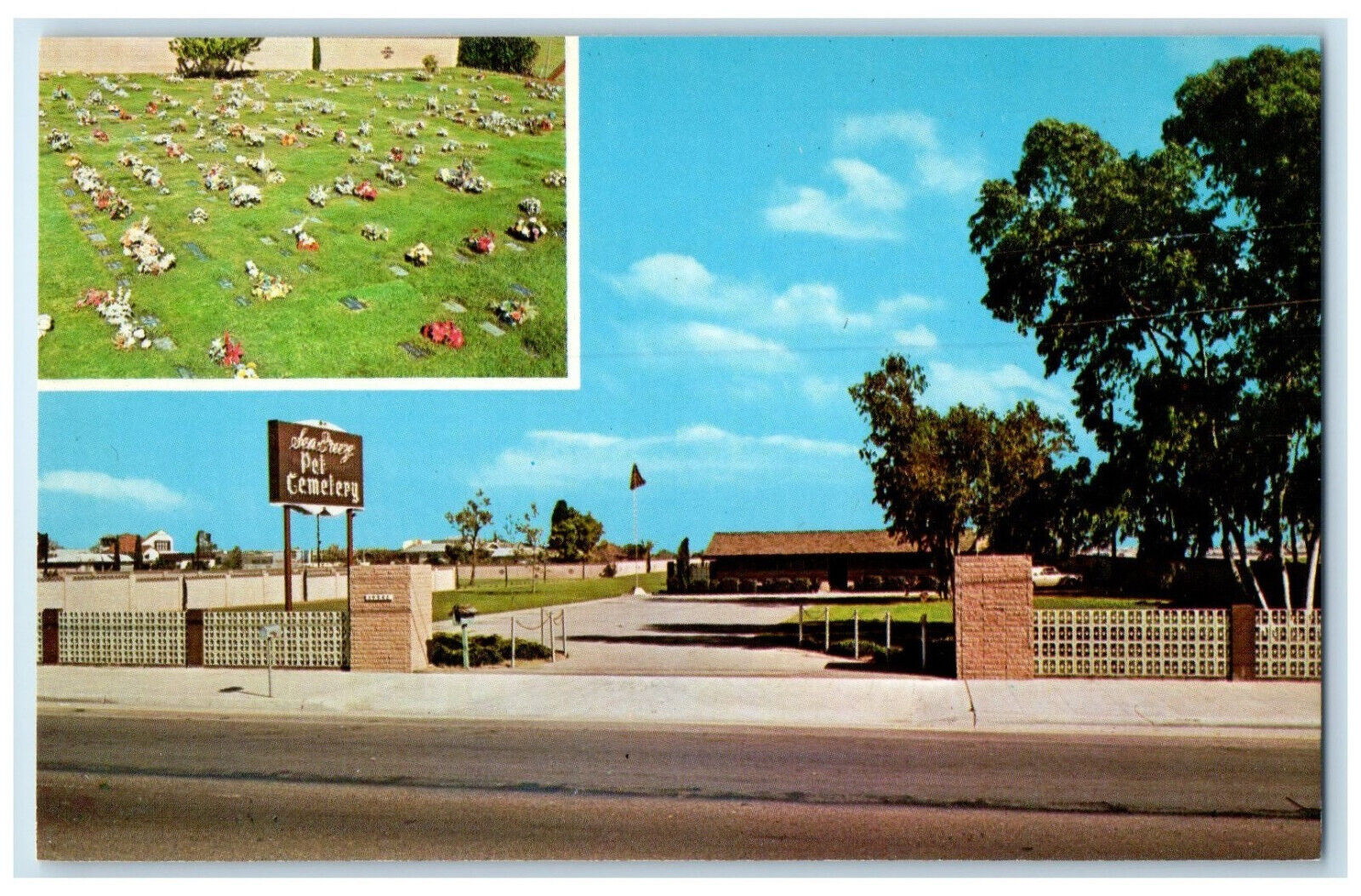c1960\'s Sea Breeze Pet Cemetery Huntington Beach California CA Postcard