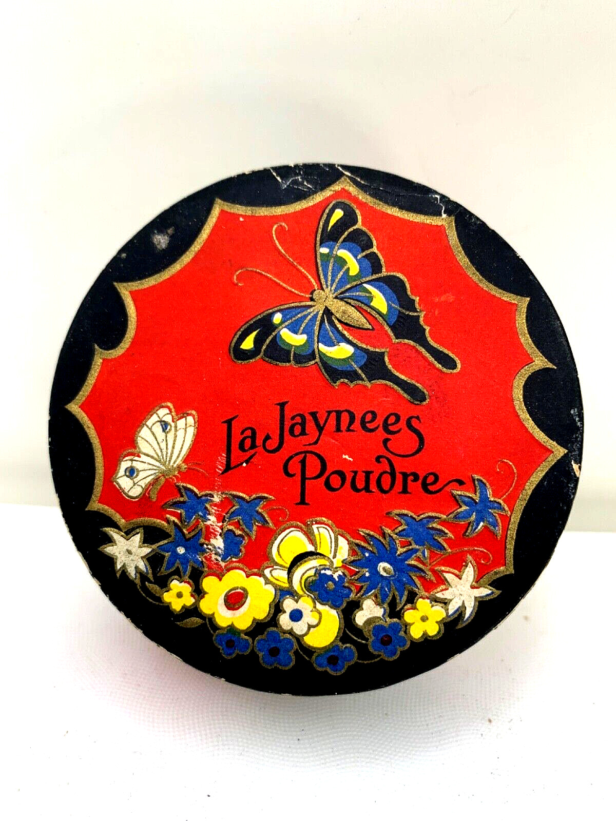 Vivid  Vintage face powder box. La Jaynees by Raleigh’s.  1928.