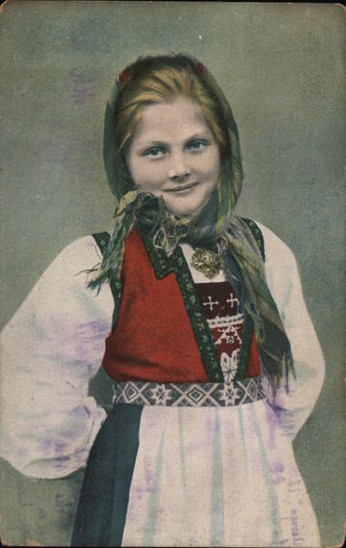 Norway A young Lady Postcard Vintage Post Card