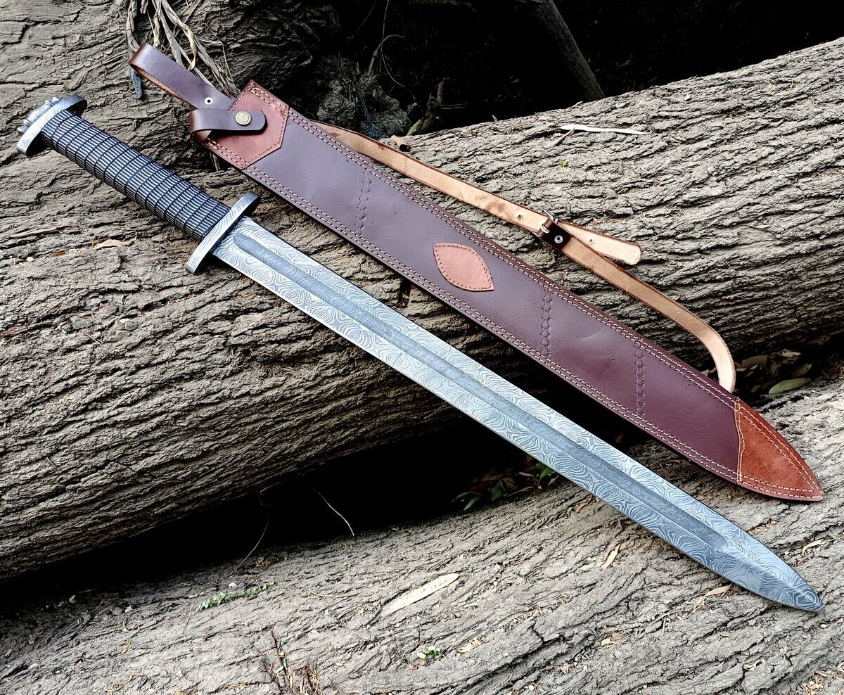 36\' Damascus Sword\' Custom Handmade Damascus Viking Sword\' Hunting Sword Outdoor