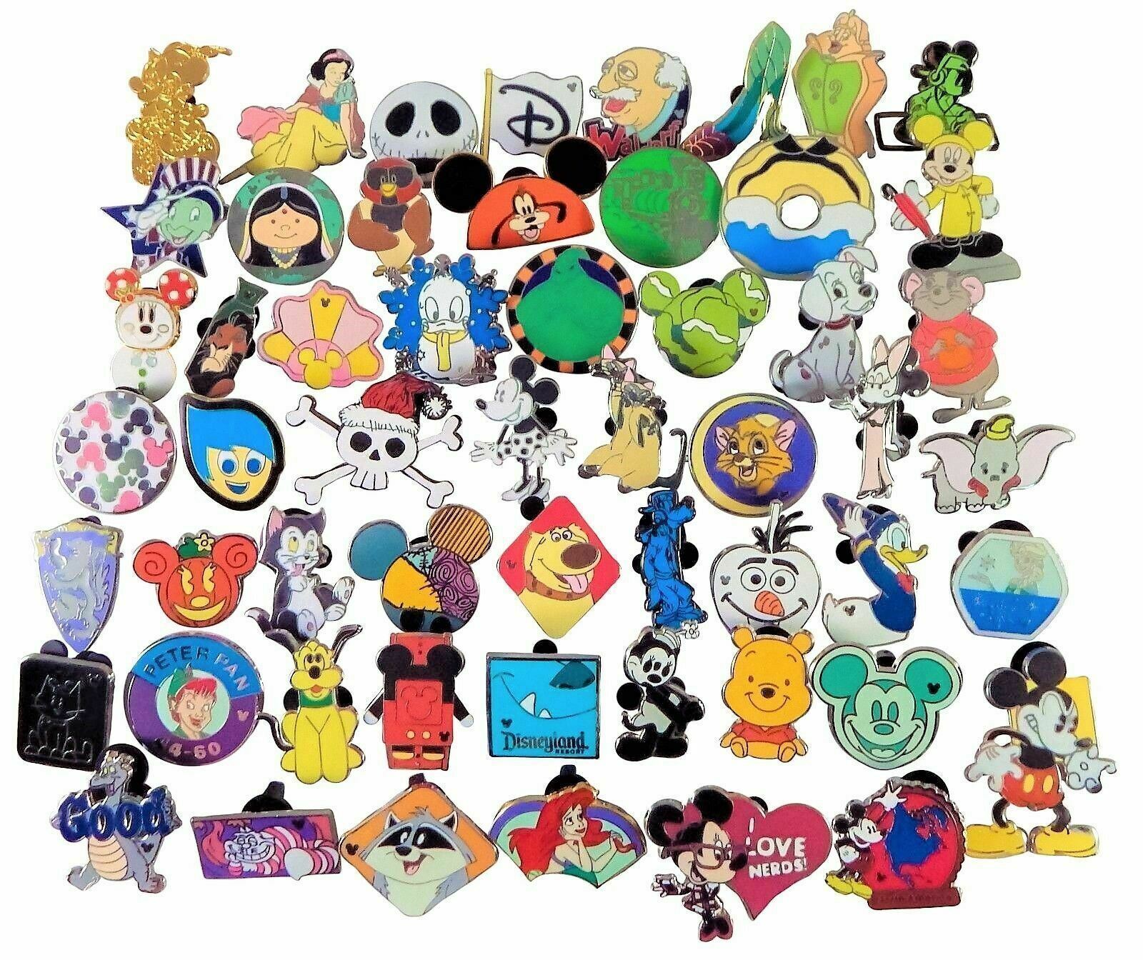 Disney Pins Trading 50 Assorted Vacation Pin Lot - New - No Duplicates Tradable