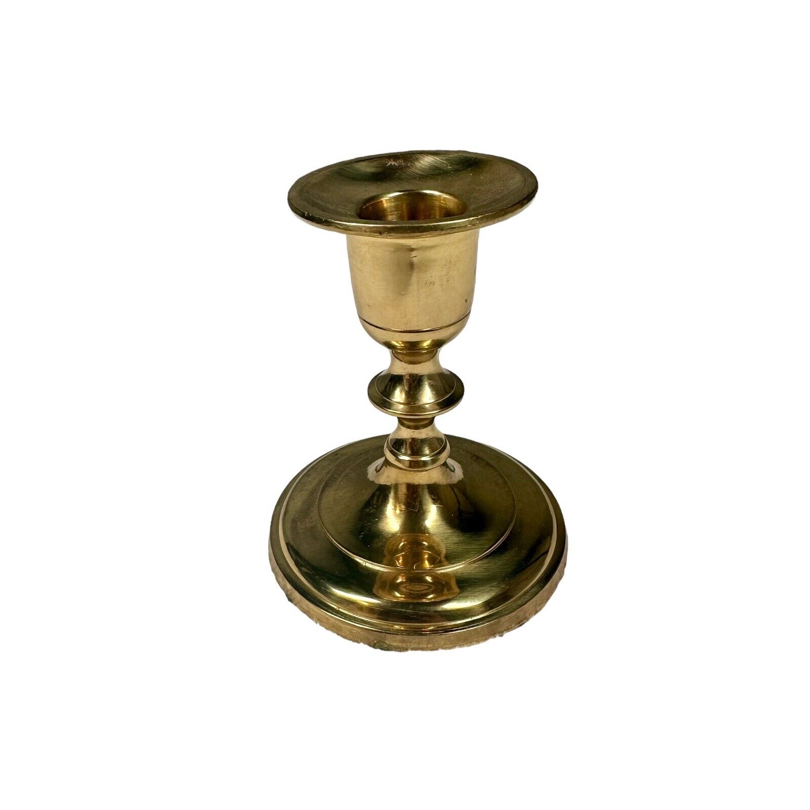 Vintage  Solid Brass Candlestick Holder 4 inch granny core MCM - Gold tone