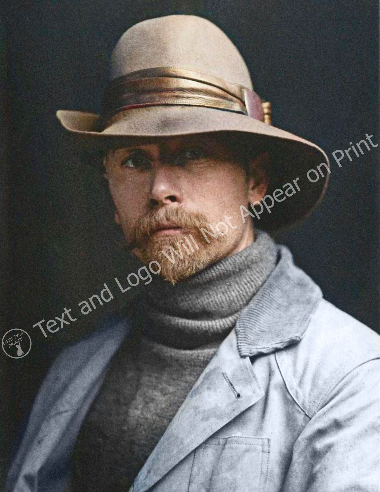1899 Self Portrait, Edward Sheriff Curtis Vintage Old Photo Reprint Colorized