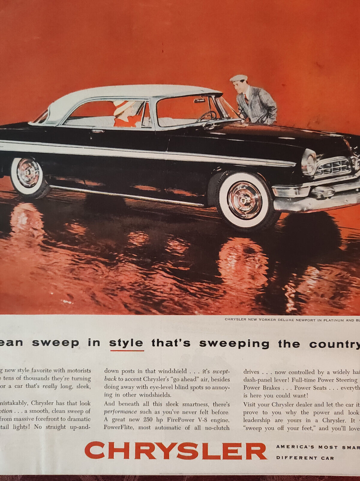 1955 Esquire Original Art Ad Advertisement CHRYSLER New Yorker Deluxe Newport