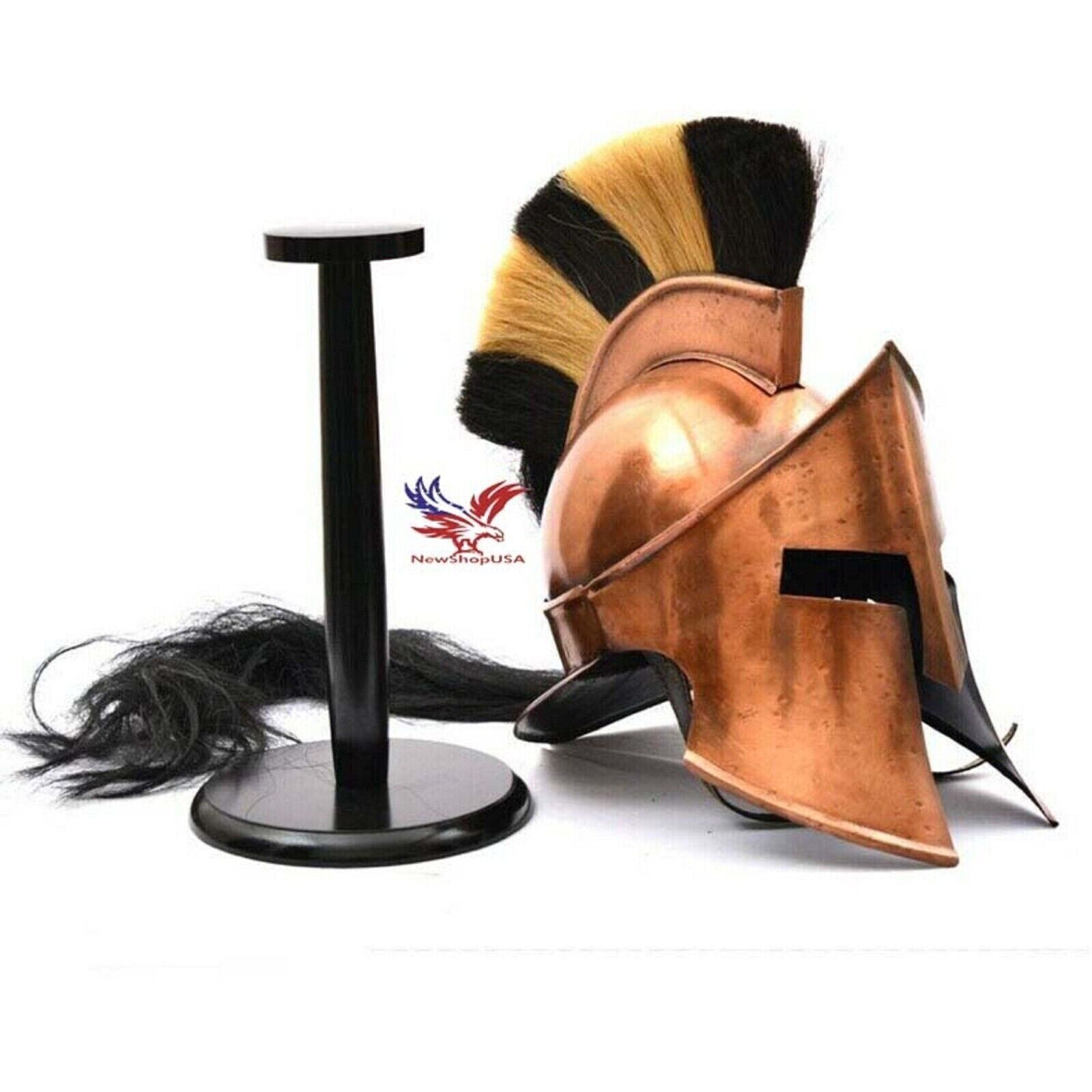 Medieval Armor Achilles Troy Helmet with Black Plume Steel One Size Rustic GIFT