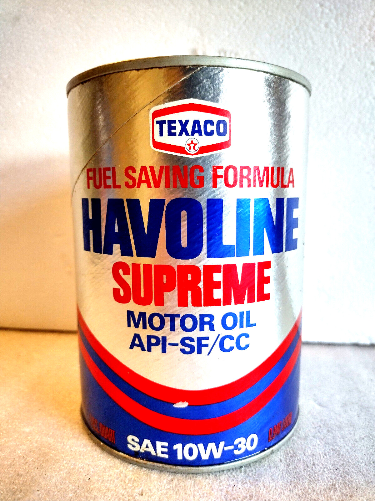 Vintage Texaco Havoline Supreme Full Oil Can 1 Quart White Plains New York