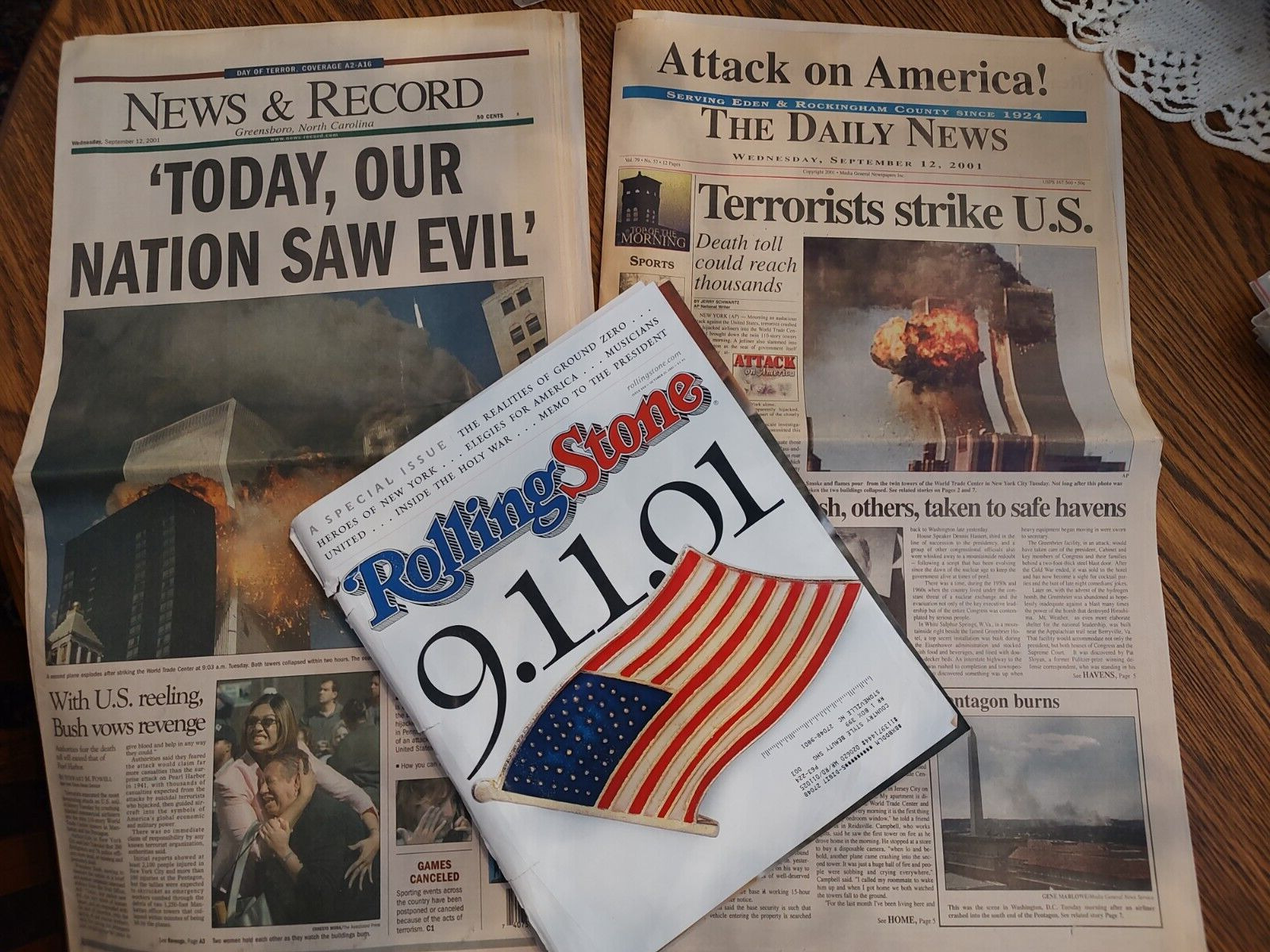 September 11, 2001 Bundle - Newspaper Articles and Rolling Stone Magazine