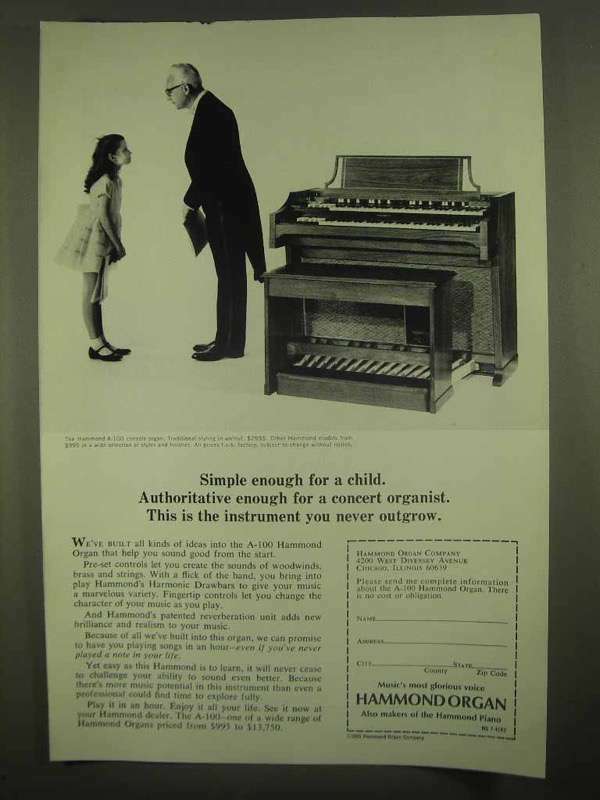 1965 Hammond A-100 Organ Ad - Simple Enough