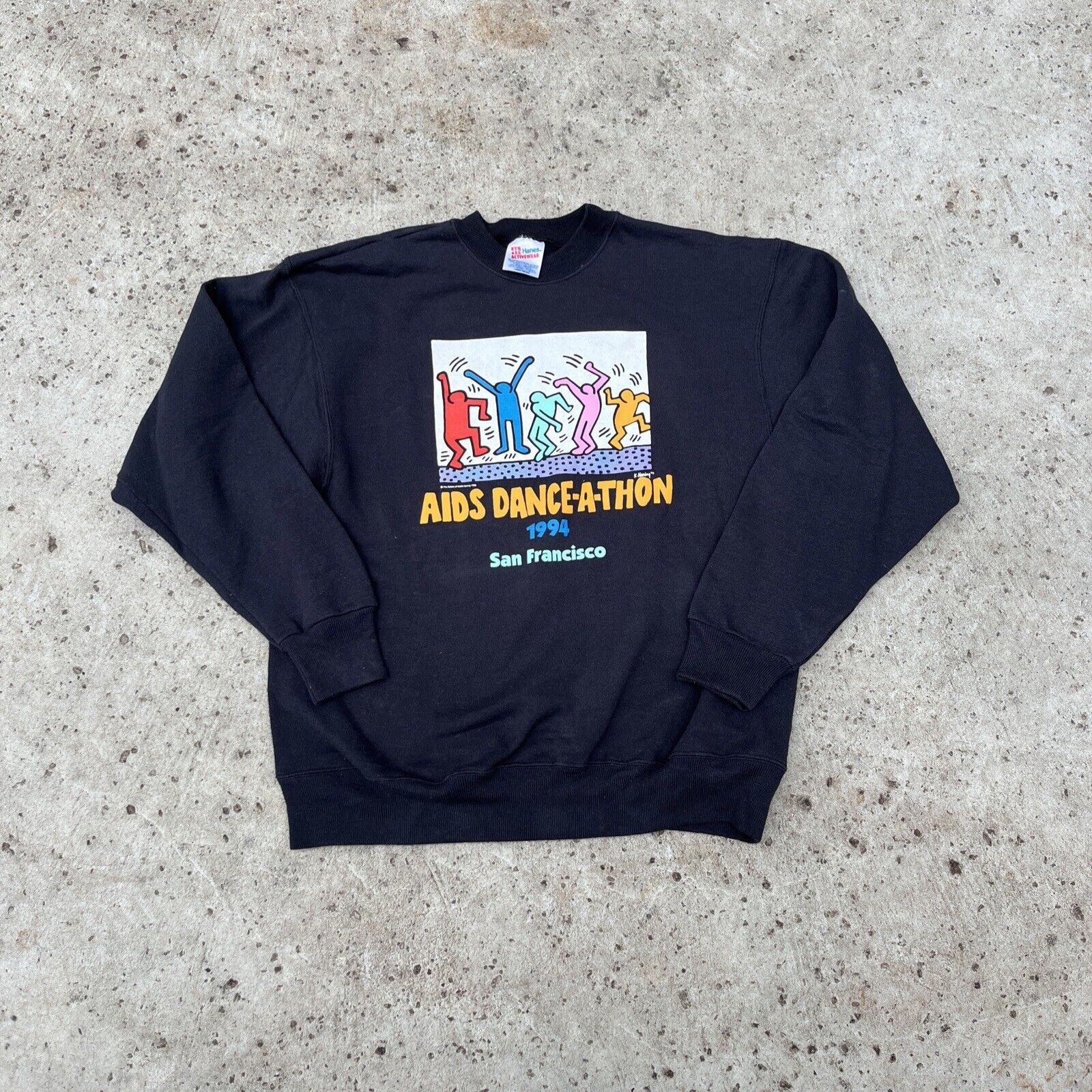 RARE Keith Haring Vintage 1993/94 AIDS  Dance A Thon Sweatshirt Hanes Crewneck L