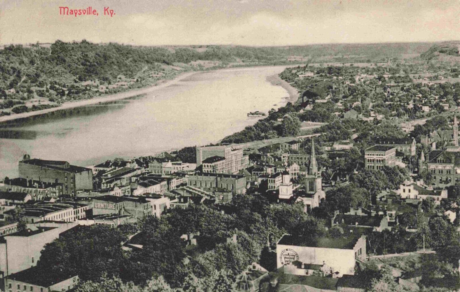 c1906 Maysville Kentucky Aerial View Ohio River Mason County Vintage Postcard