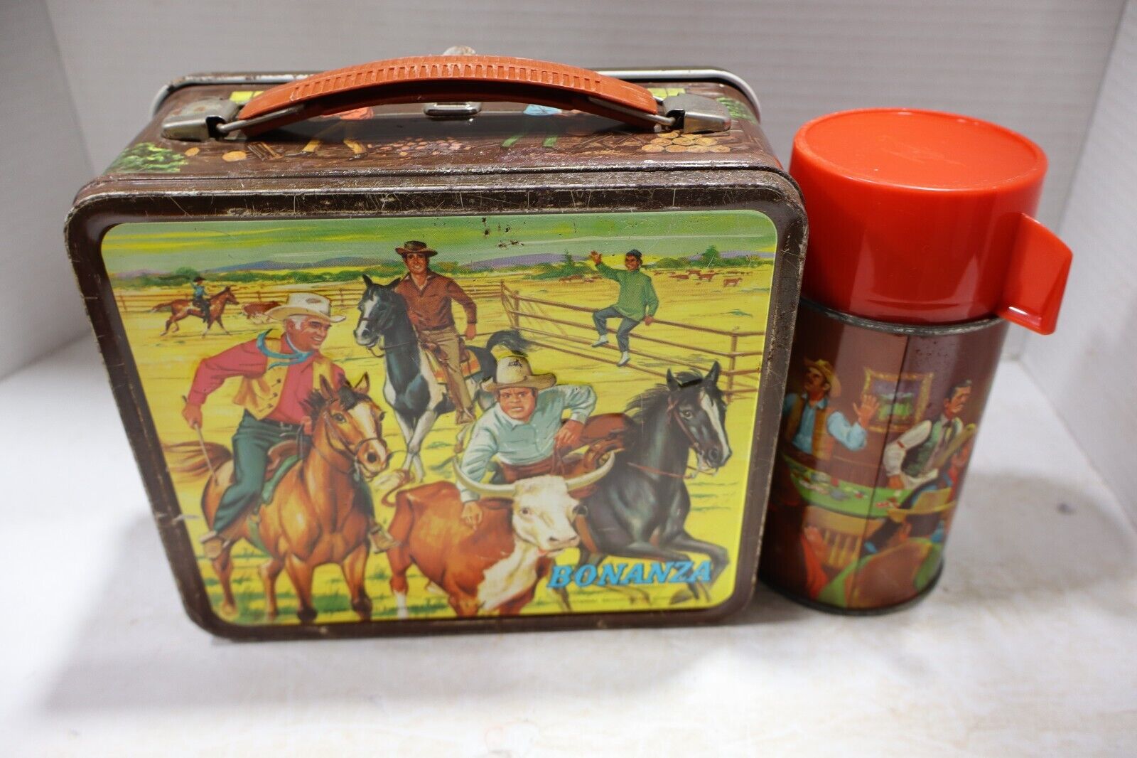 Vintage 1965 Bonanza TV Show Lunchbox and Thermos #2