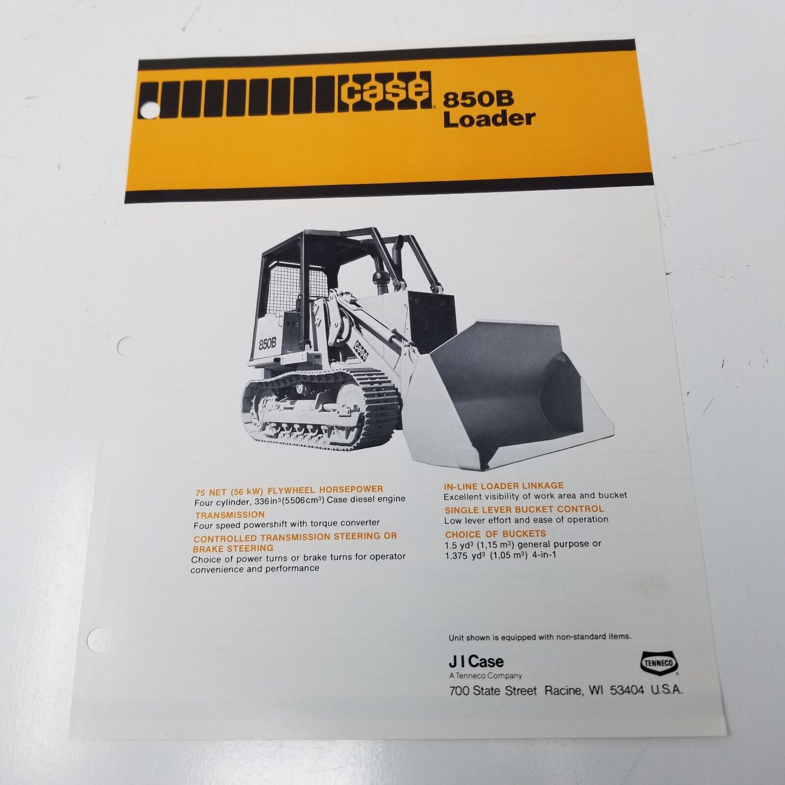 Case 850B Loader Sales Brochure 1980 Specifications Photos Accessories