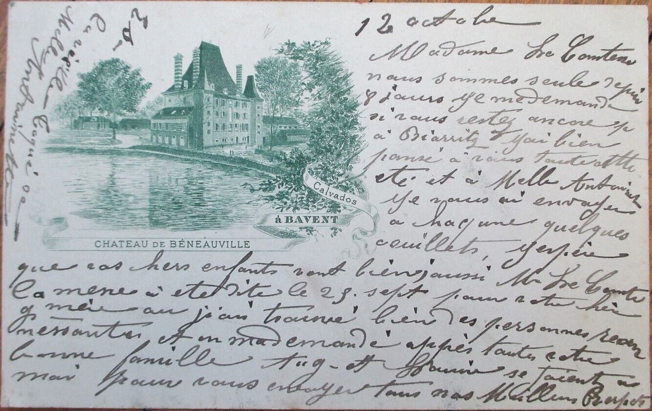 Bavent, France 1905 Engraved Postcard, Château de Bénéauville, Calvados
