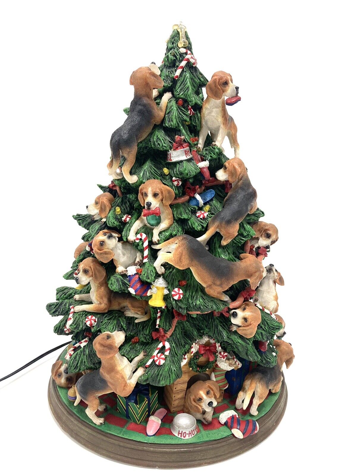 Danbury Mint Beagle Dog Christmas Tree Lighted Retired Works Power Plug No Star