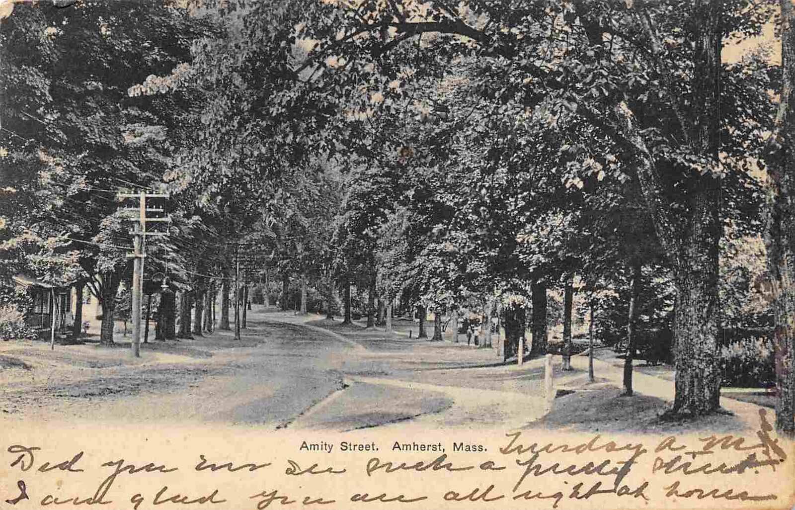 Amity Street Amherst Massachusetts 1911 postcard