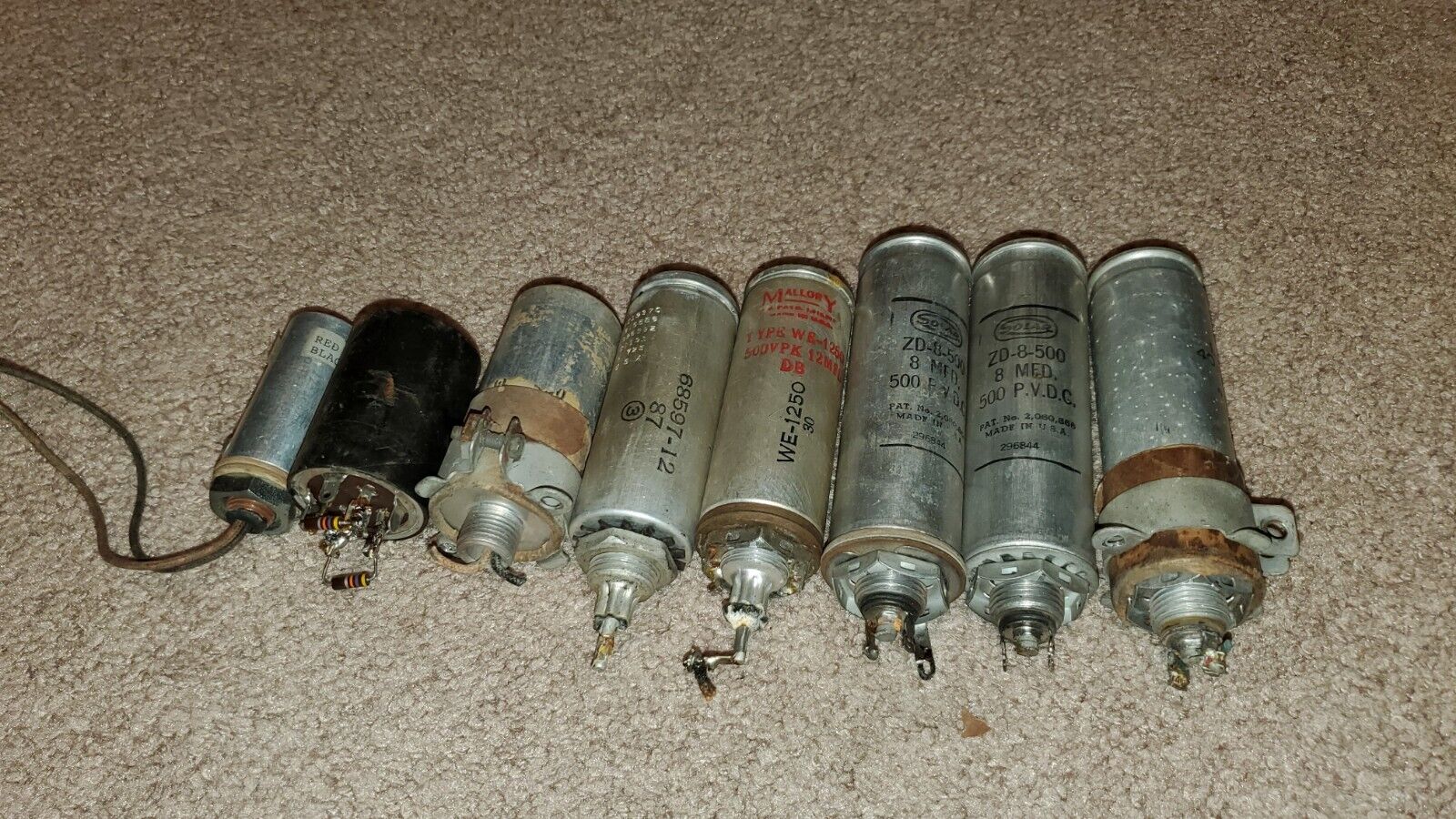 Lot of 8 Used Chassis Mount Electrolytic Capacitors for Radio, Amplifiers