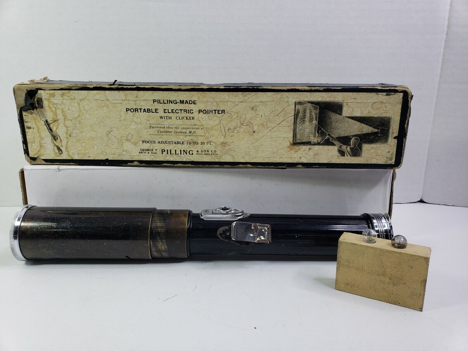 Vintage Mega Rare Portable Electric Pointer With Clicker By Pilling  With Box