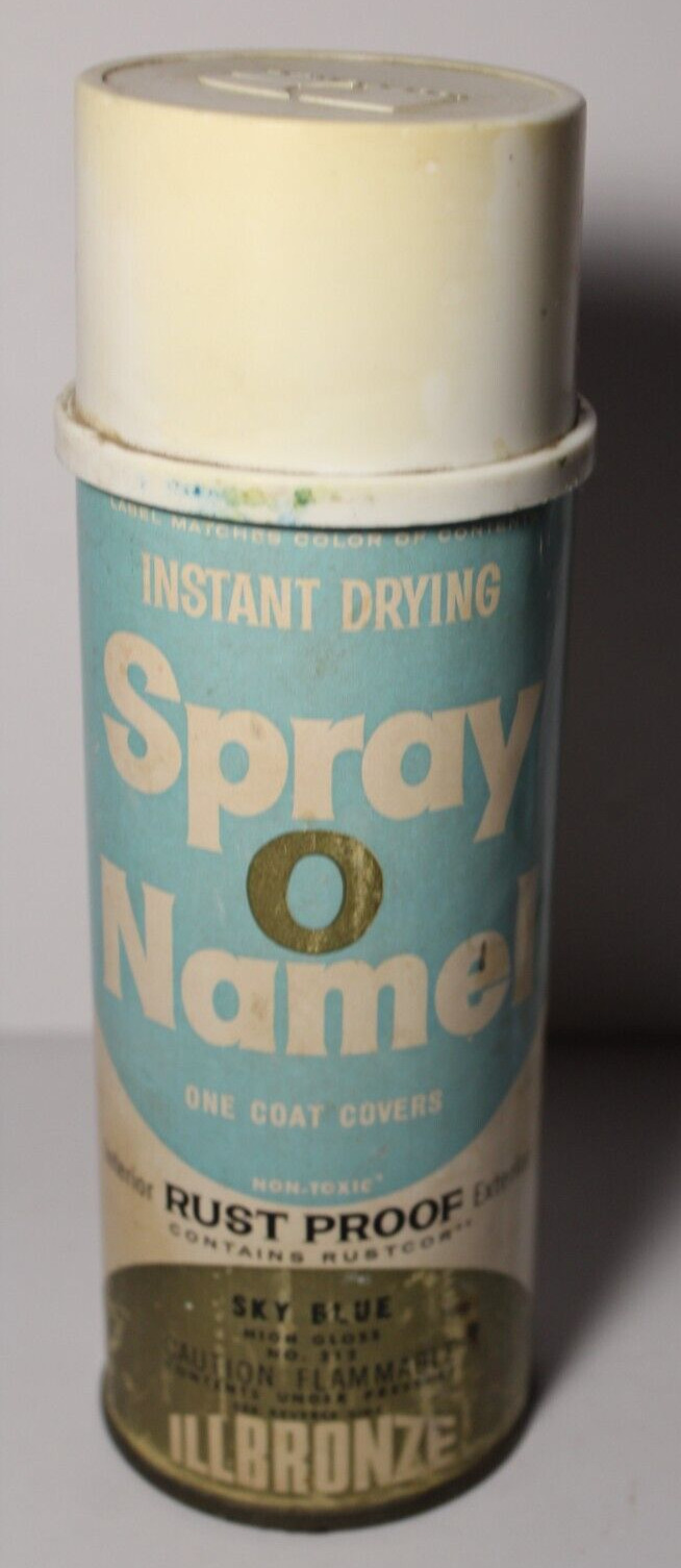 1962 1960s Rare Old Vintage Spray O Namel SKY BLUE Paper Label Spray Paint Can