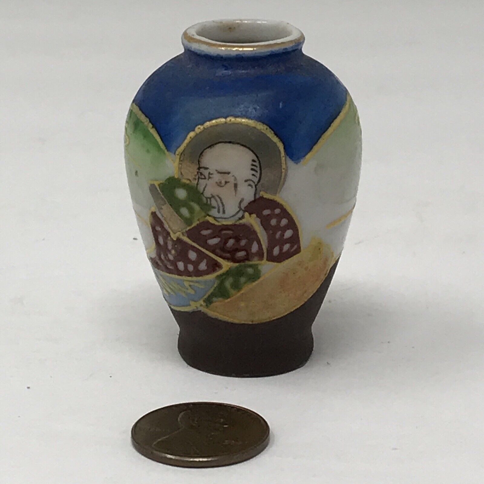 Japanese Occupied Japan Old Man Bud Mini Vase or Urn Ceramic