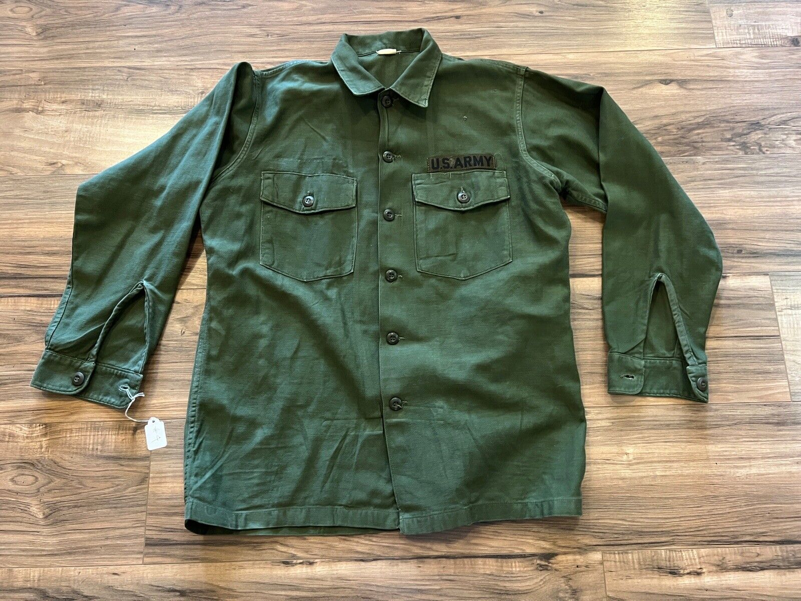 1970 US Army Issue Cotton Sateen Shirt Utility OG-107 Vietnam 16.5 x 34 #4