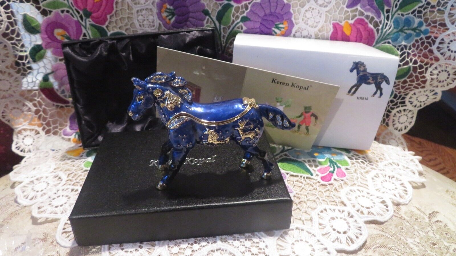 Blue Horse trinket box hand made by Keren Kopal & Austrian crystals