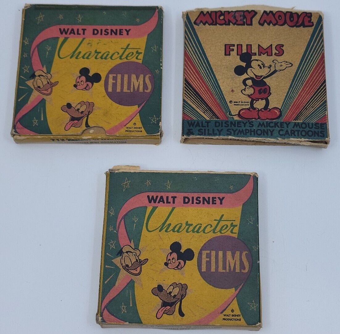 Vintage 8mm Walt Disney Character Films Lot X3 Mickey Mouse Donald Pluto