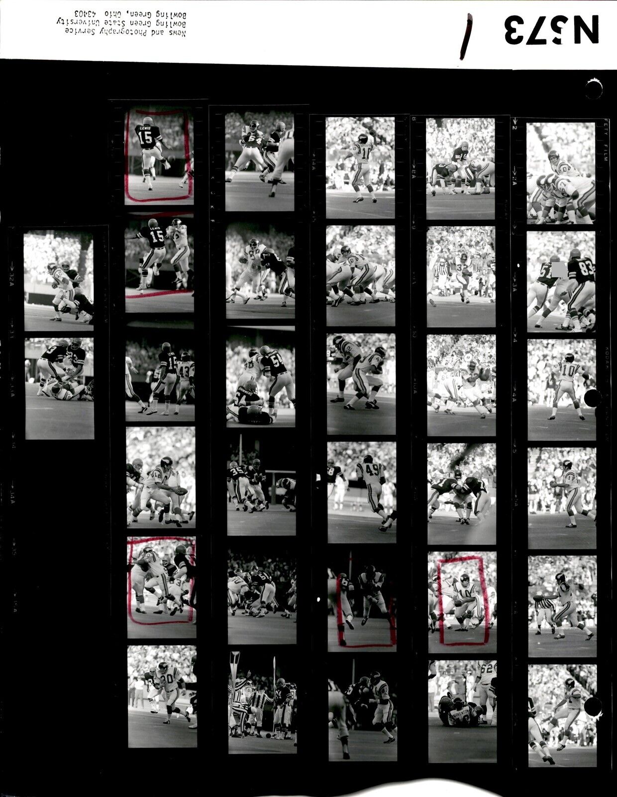 LD342 1973 Original Contact Sheet Photo MINNESOTA VIKINGS vs CINCINNATI BENGALS