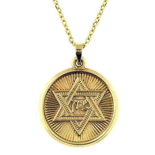 $950  14 KT YELLOW GOLD DIAMOND CUT JEWISH STAR OF DAVID PENDANT 