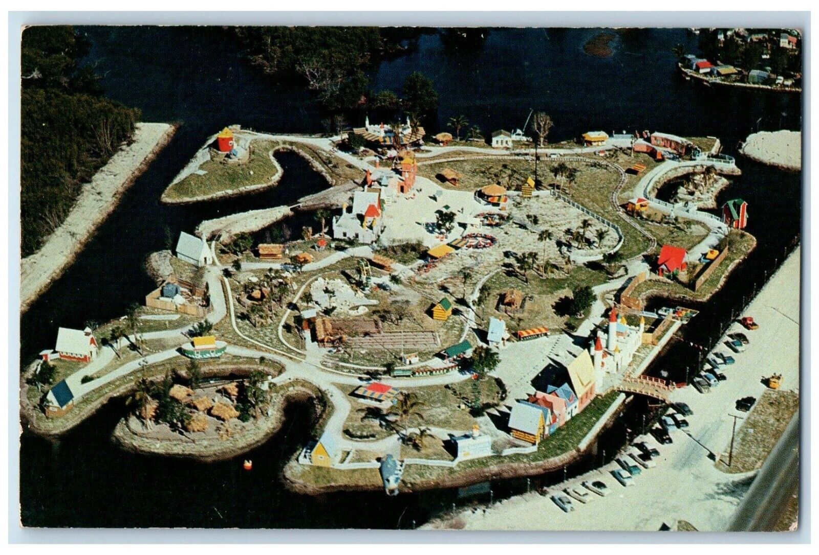 c1960's Air View of Fantasyland, Storyland, Pampano Beach Florida FL Postcard