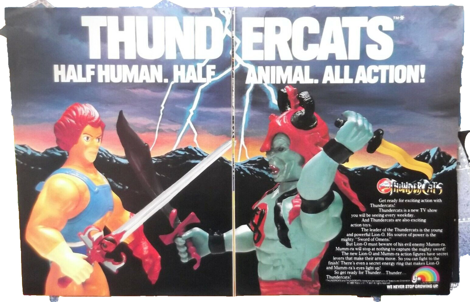Vtg 80\'s Thundercats Lion-o Mumm-ra LJN Action figure toy Paper Advertisement,Ad