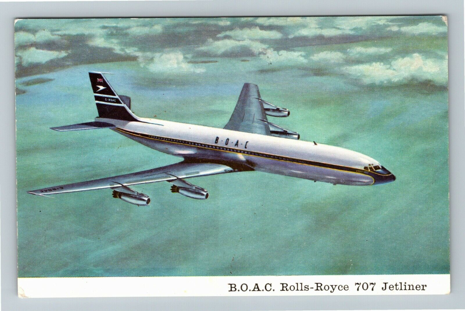 B O A C Rolls Royce 707 Jetliner Aircraft Vintage Souvenir Postcard