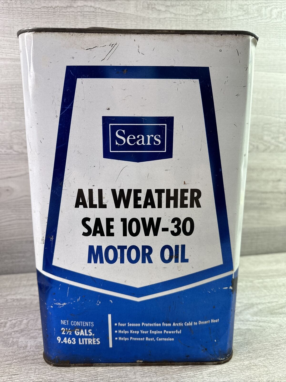 Vintage Sears 2.5 Gallon Can All Weather Motor Oil SAE 10W-30