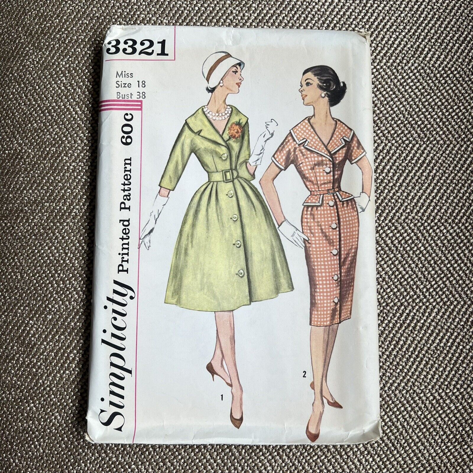 1950s Vintage Simplicity 3321 Fit And Flare Dress Sewing Pattern Size 18 UNCUT