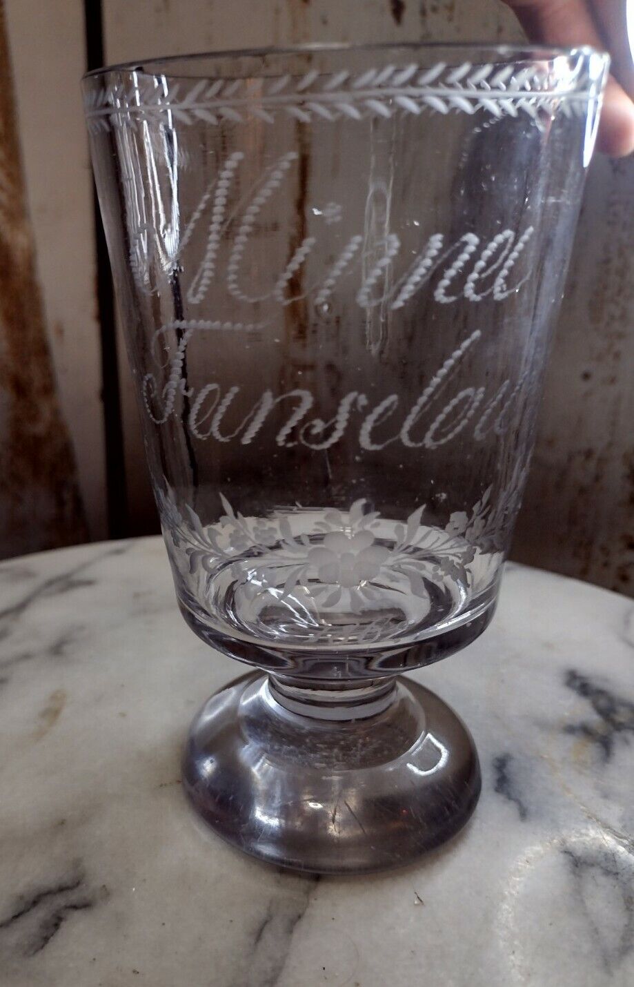 * RARE 1862 * Antique German Commemorative Beaker Glass  | Etched | Blown Rummer