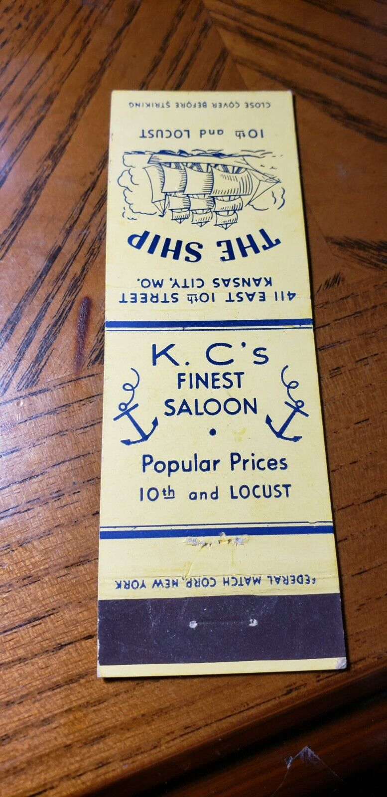 Vintage Matchcover  K.C\'S Finest Saloon