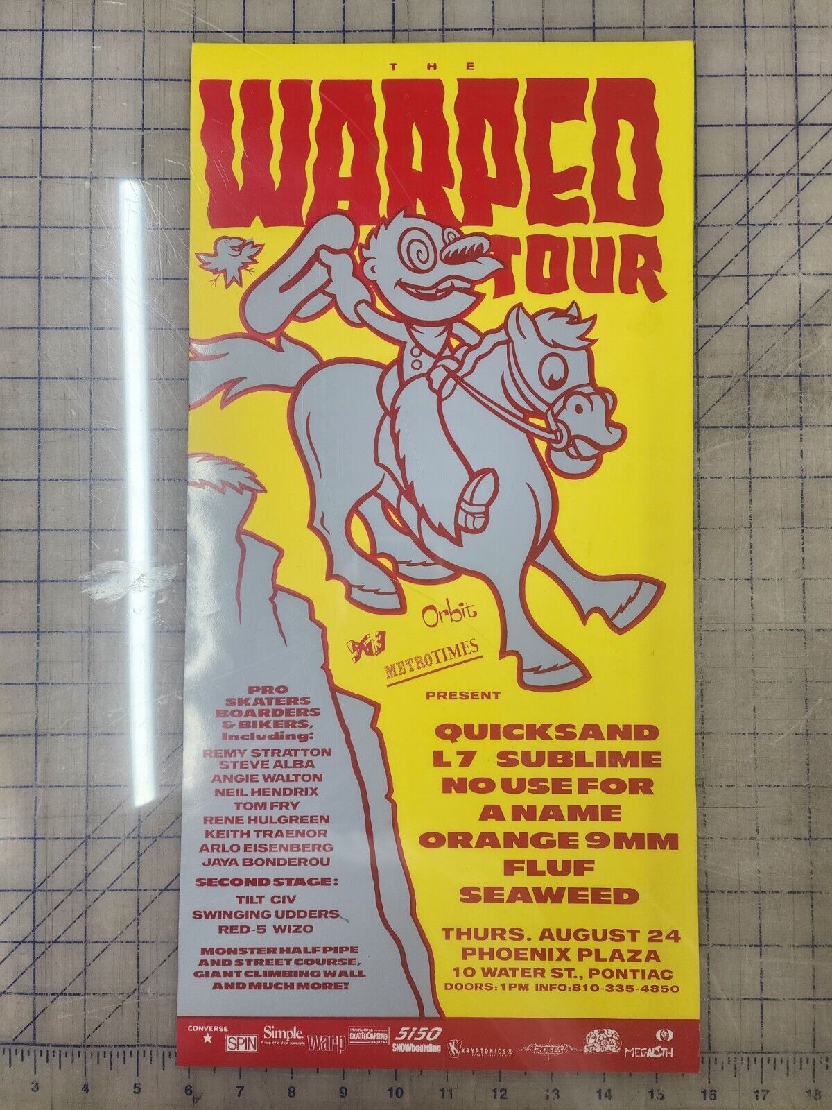Vintage 1995 VANS WARPED TOUR Poster Sublime, Quicksand, L7, Fluf, Pontiac Mi