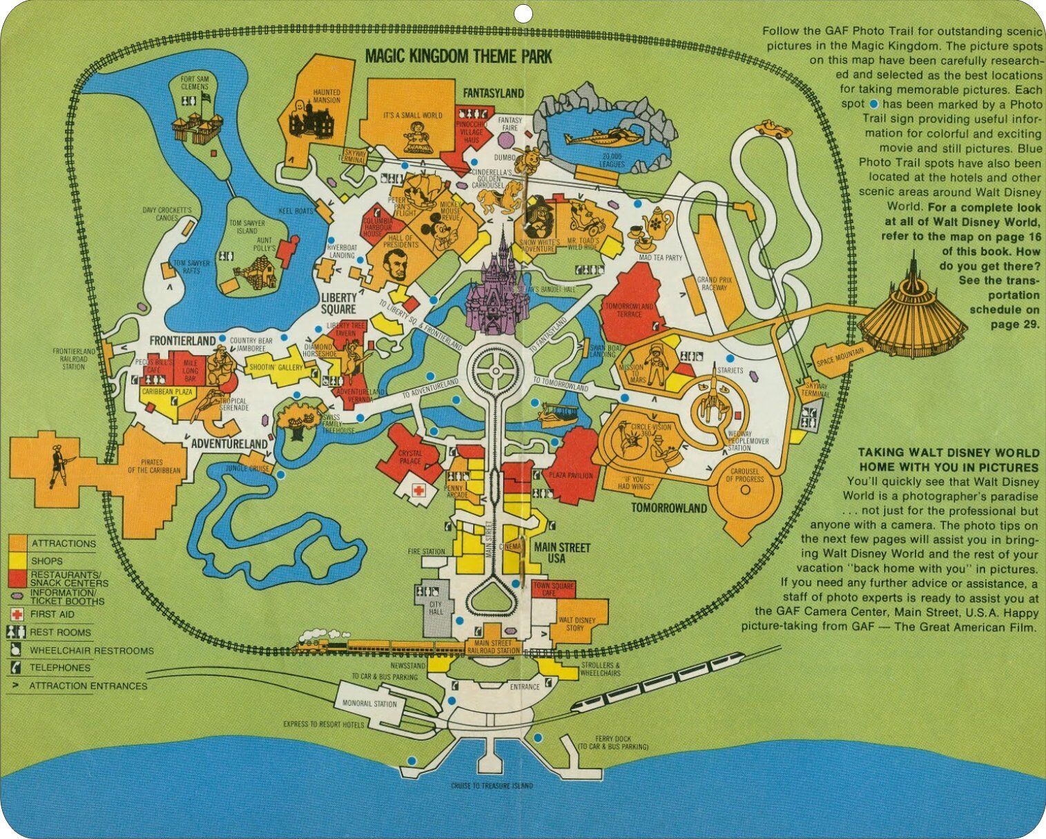 Walt Disney World theme park map from the 1970\'s replica metal sign 