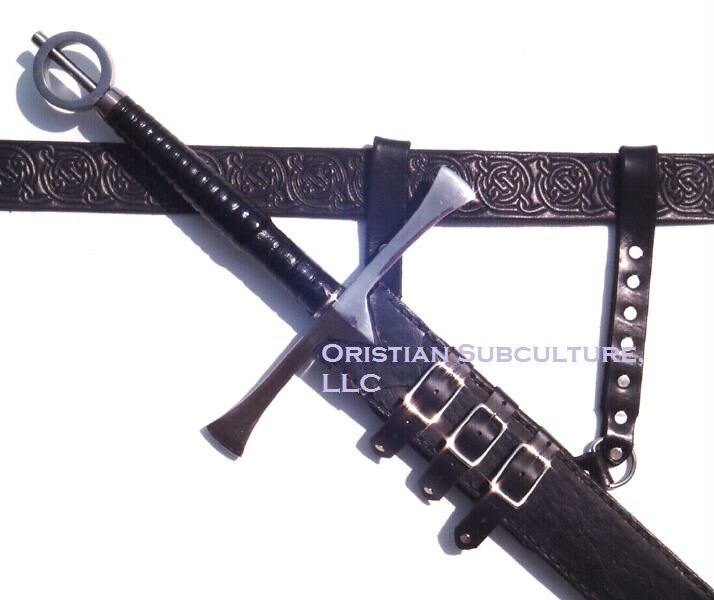Black Leather Sword Frog SCA LARP armor hanger carrier