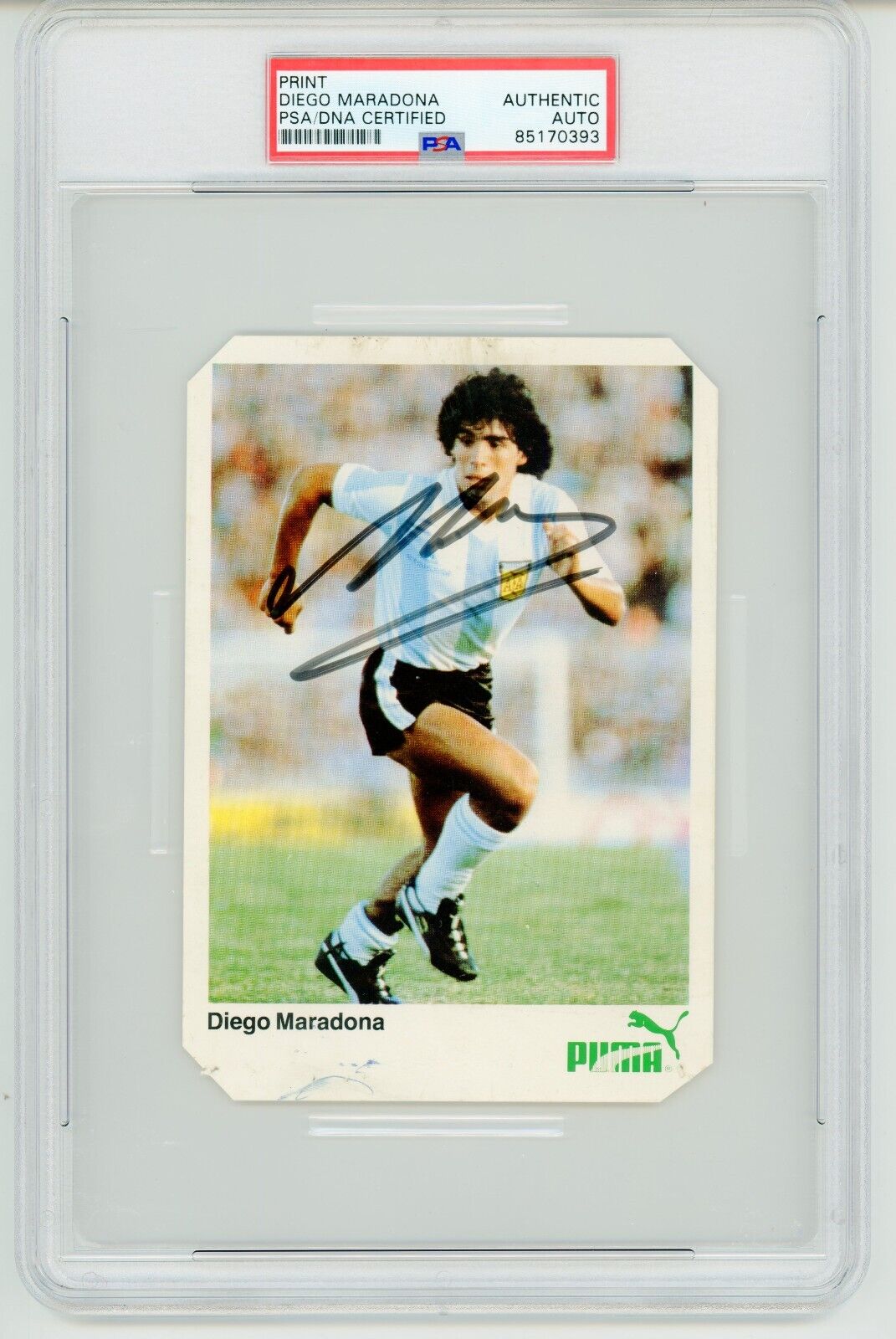 Diego Maradona (Argentina) ~ Signed Autographed 1982 Puma Photo Auto  ~ PSA DNA