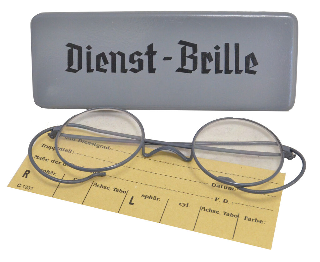 German Wire Rimmed Service Glasses DIENST BRILLE Spectacles - WW2 Repro New Grey