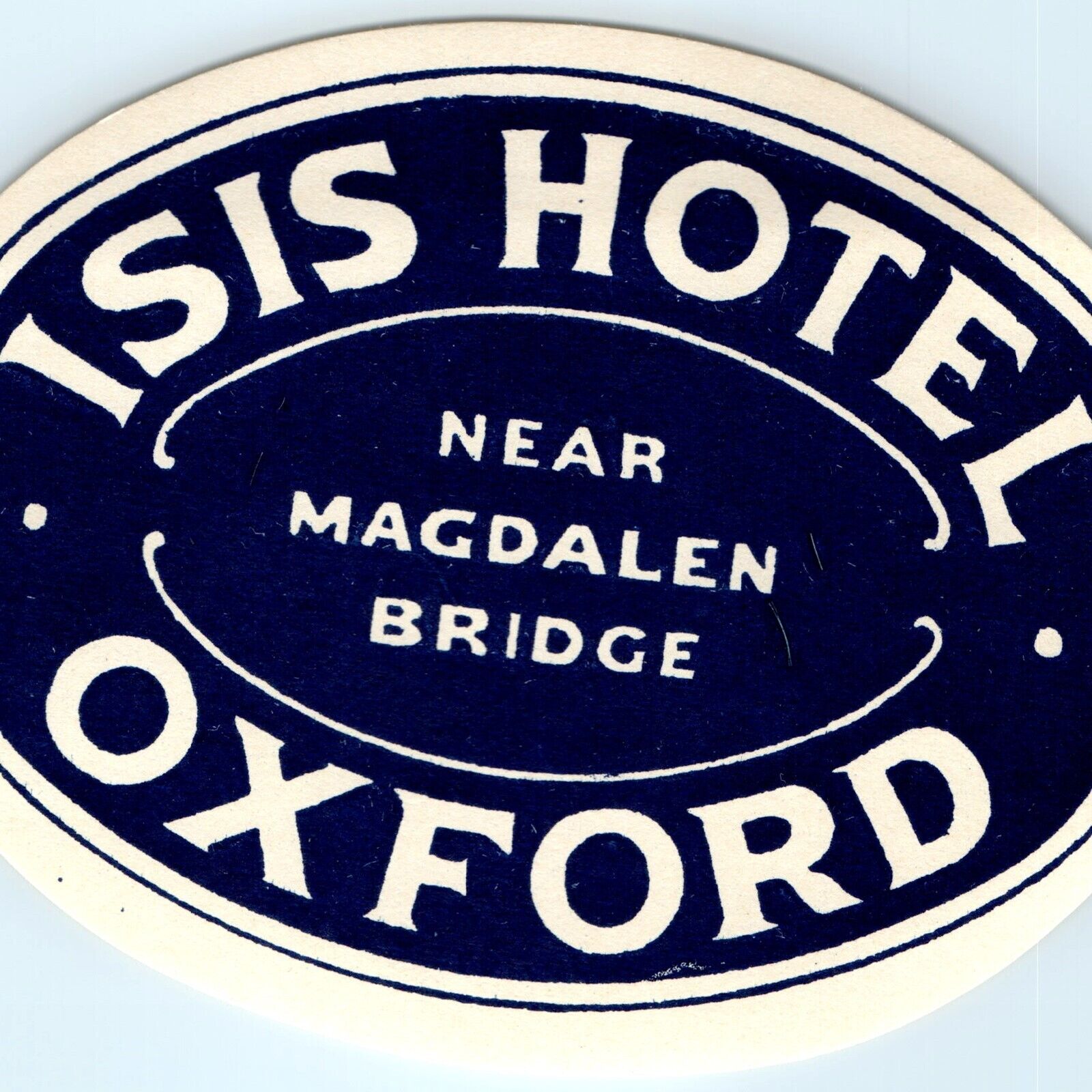 c1930s Oxford, England Luggage Label Isis Hotel Magdalen Bridge Gum RARE Vtg C45